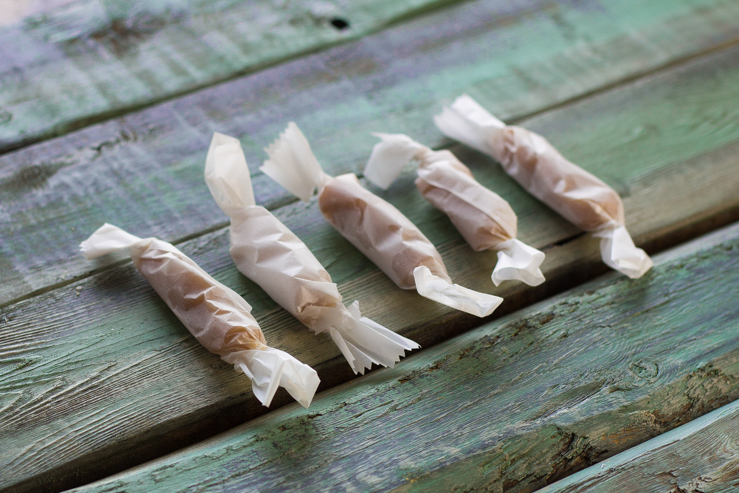 Homemade Bacon Candy - Bacon Caramels wrapped for gift giving
