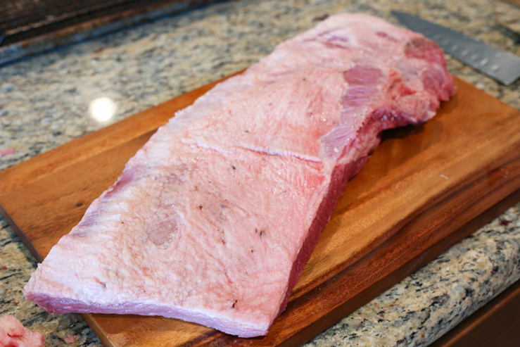 Trimming the brisket