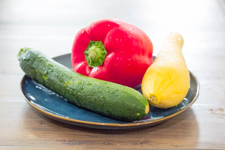 A plate of fresh, spring vegetables