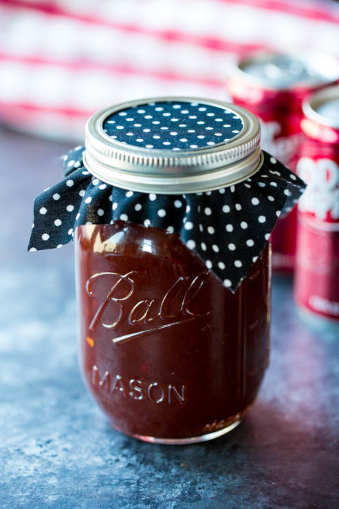 Dr Pepper Barbecue Sauce Recipe in a mason jar 