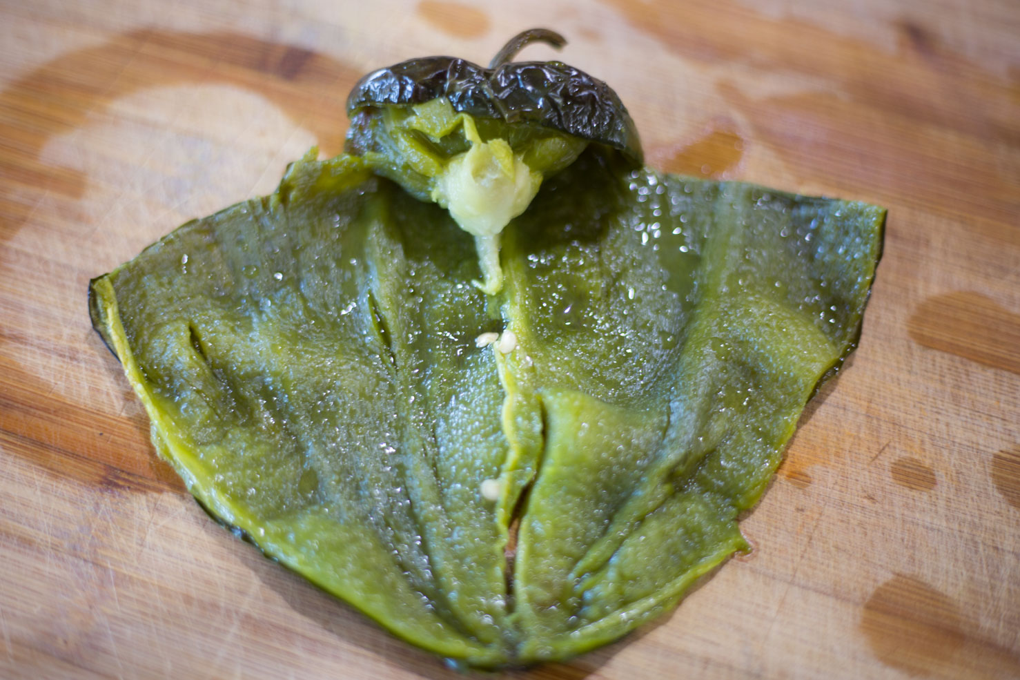 Stuffed Peppers - opened and prepared for stuffing into chile relleno style stuffed peppers 