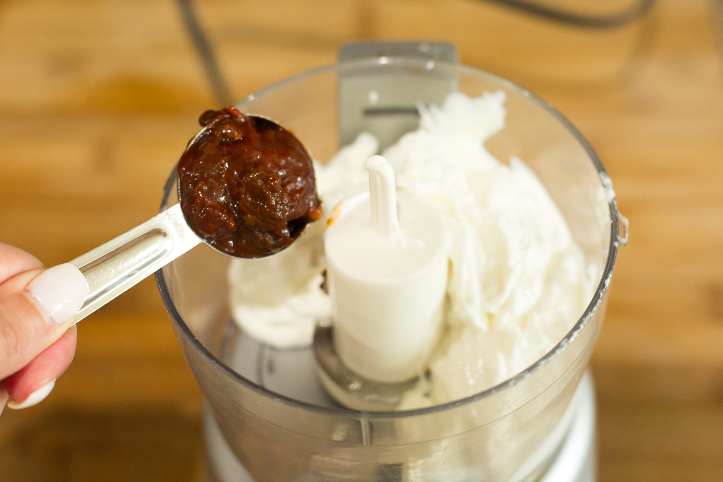 Preparing the chipotle bacon crema