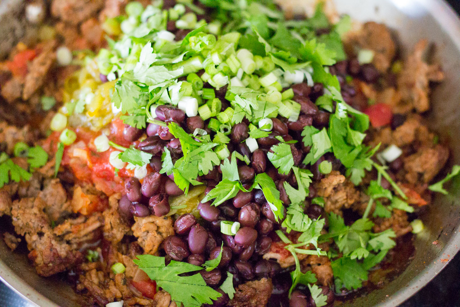 The colorful and fresh filling for Baked Chimichangas