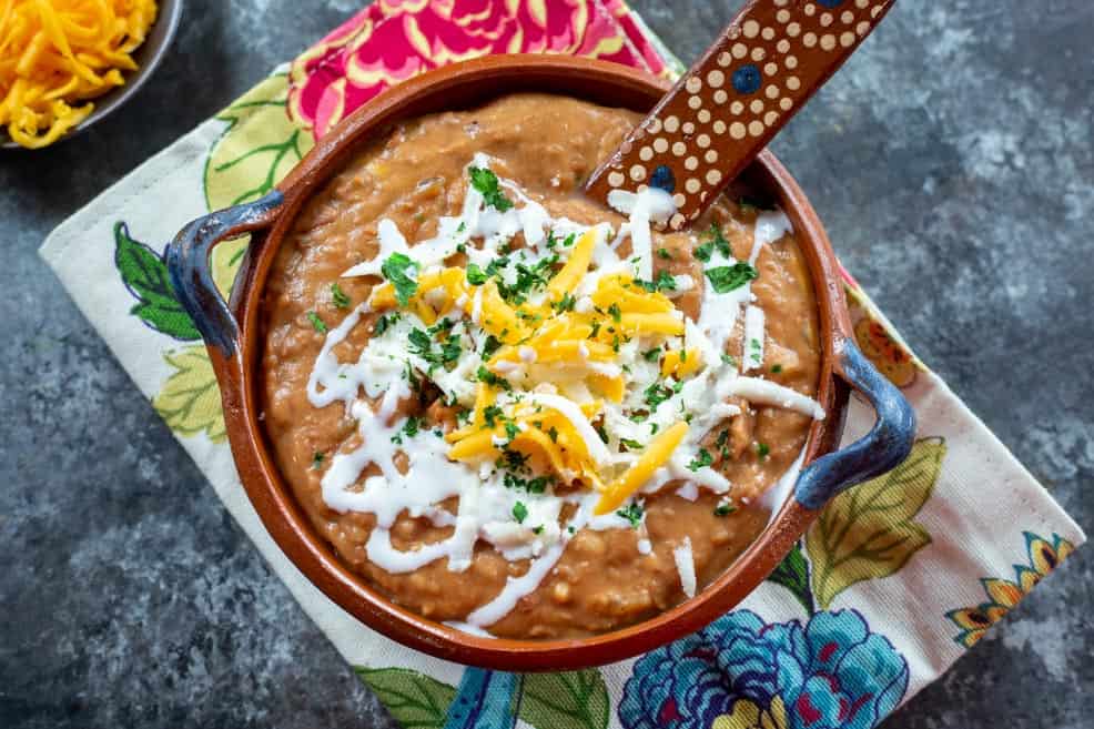 A beautiful bowl of refried beans