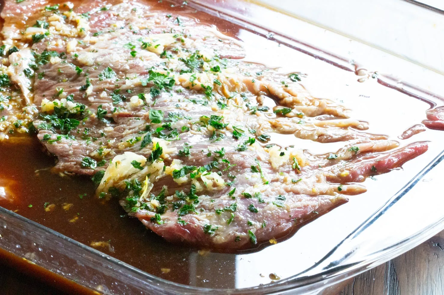 Sprinkling the skirt steak with cilantro adds beauty