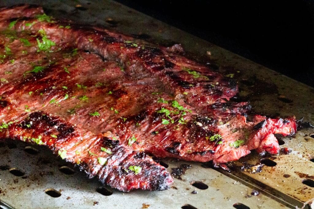 Seared and delicious steak fajitas - close up