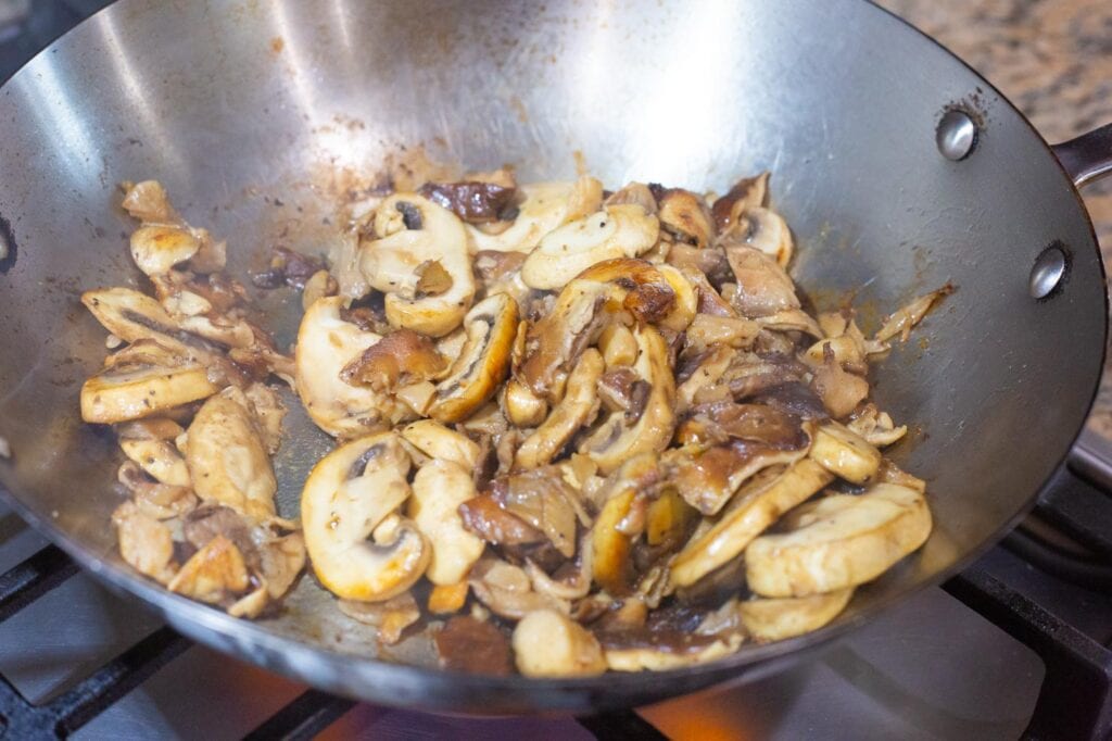 Sauteed wild mushrooms for enchiladas