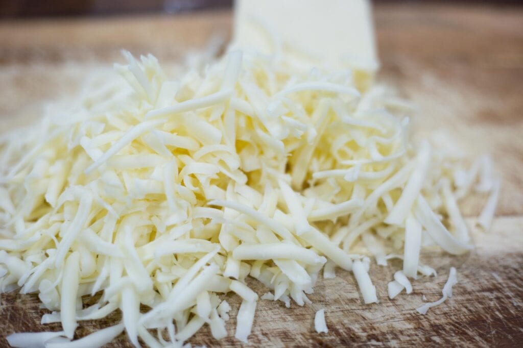 Shredded monterey jack cheese from a block 