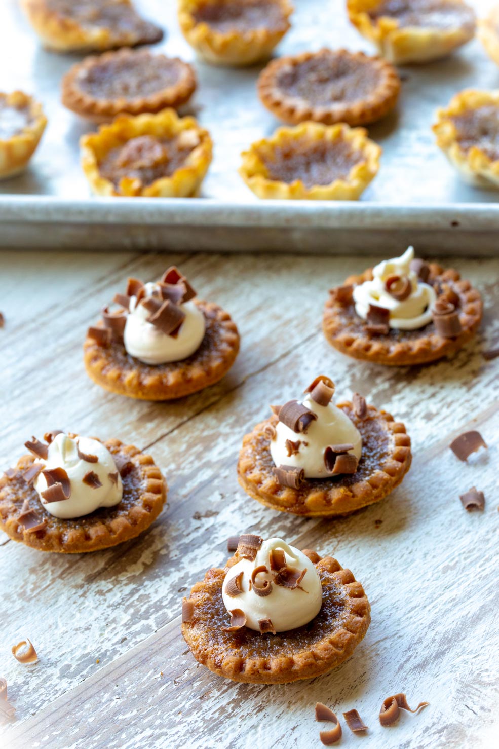 Pecan Apple Butter Tarts with Chocolate Shavings 