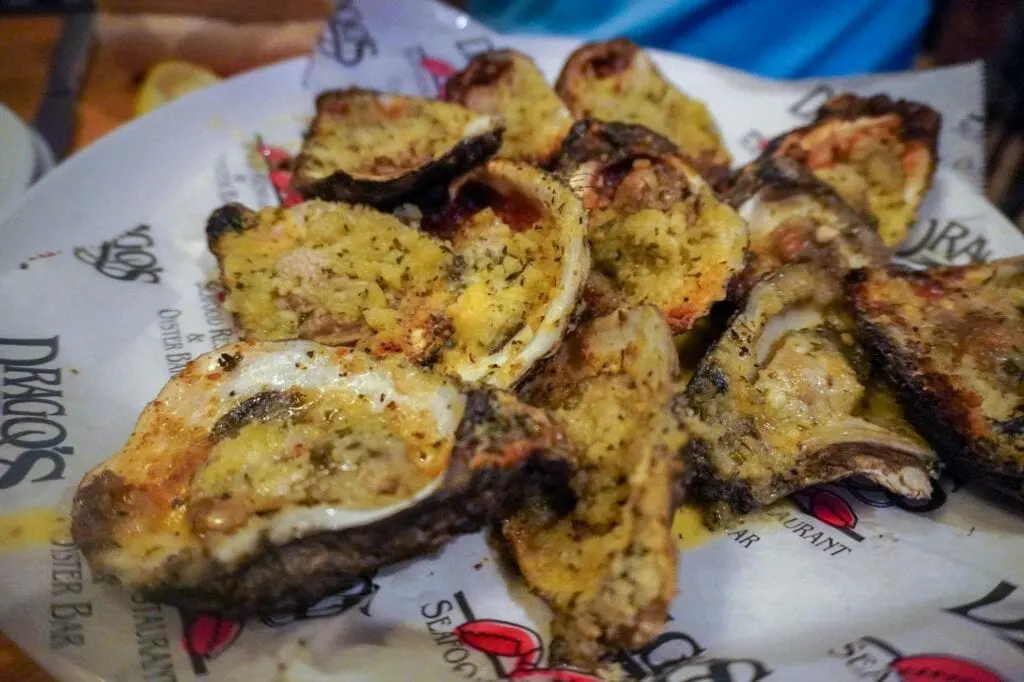 Chargrilled oysters at Drago's seafood restaurant - New Orleans 