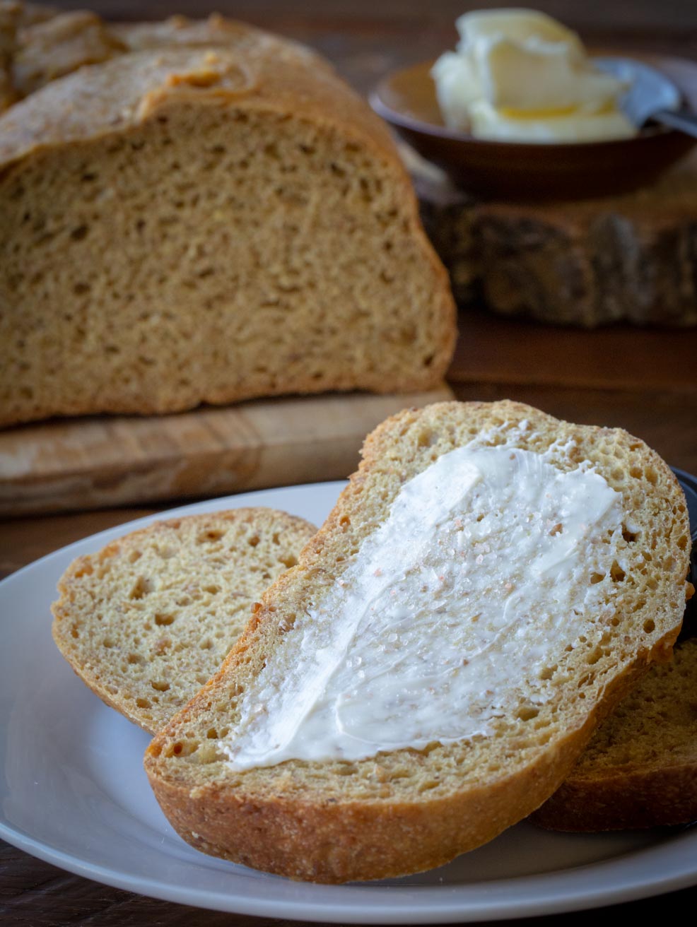 A loaf of keto bread made in the bread machine