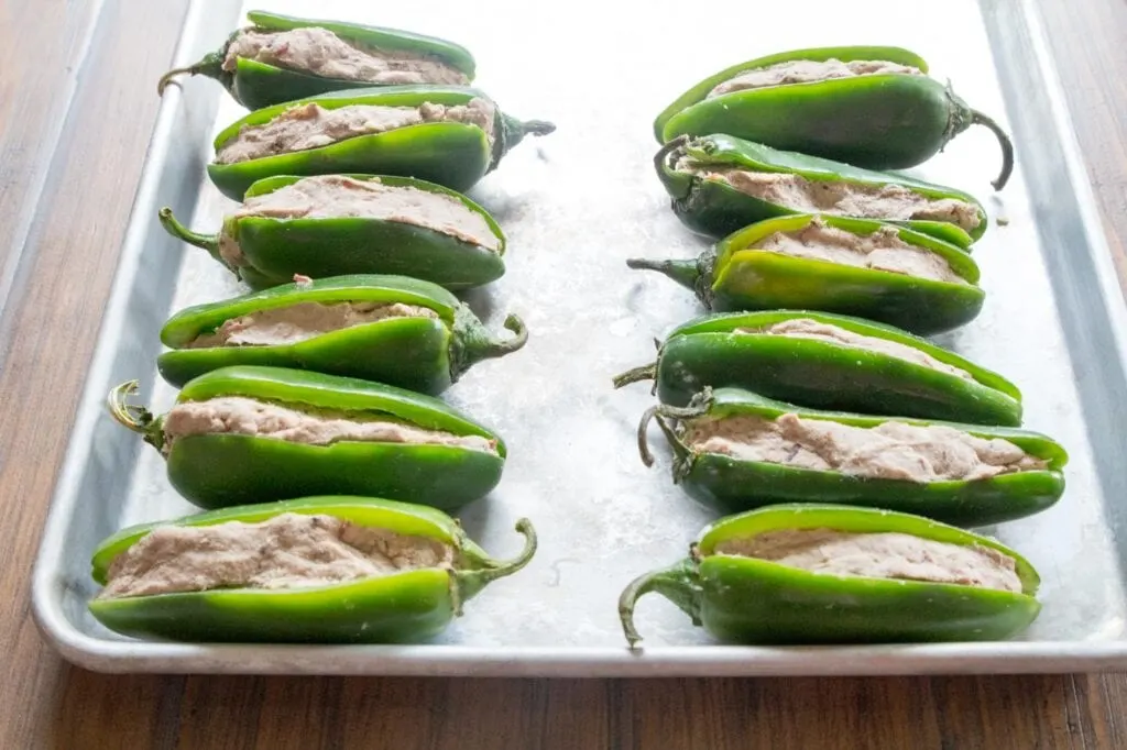 Jalapenos stuffed with brisket and cream cheese