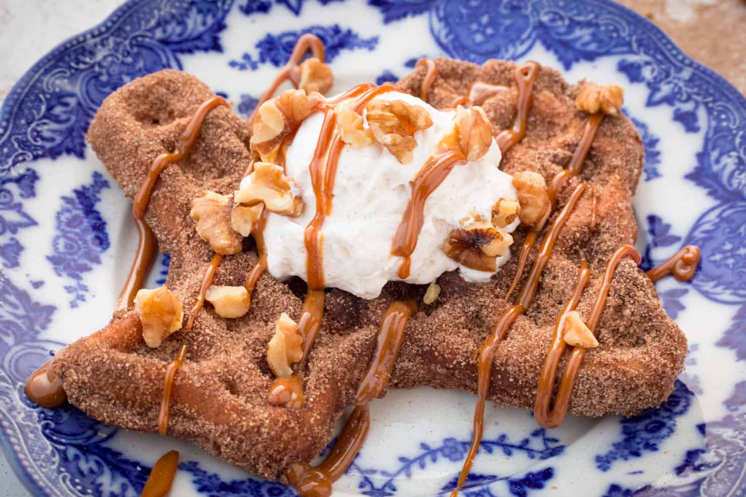 Zion Red Rock Churro Waffle: bold, red, colossal waffle delight