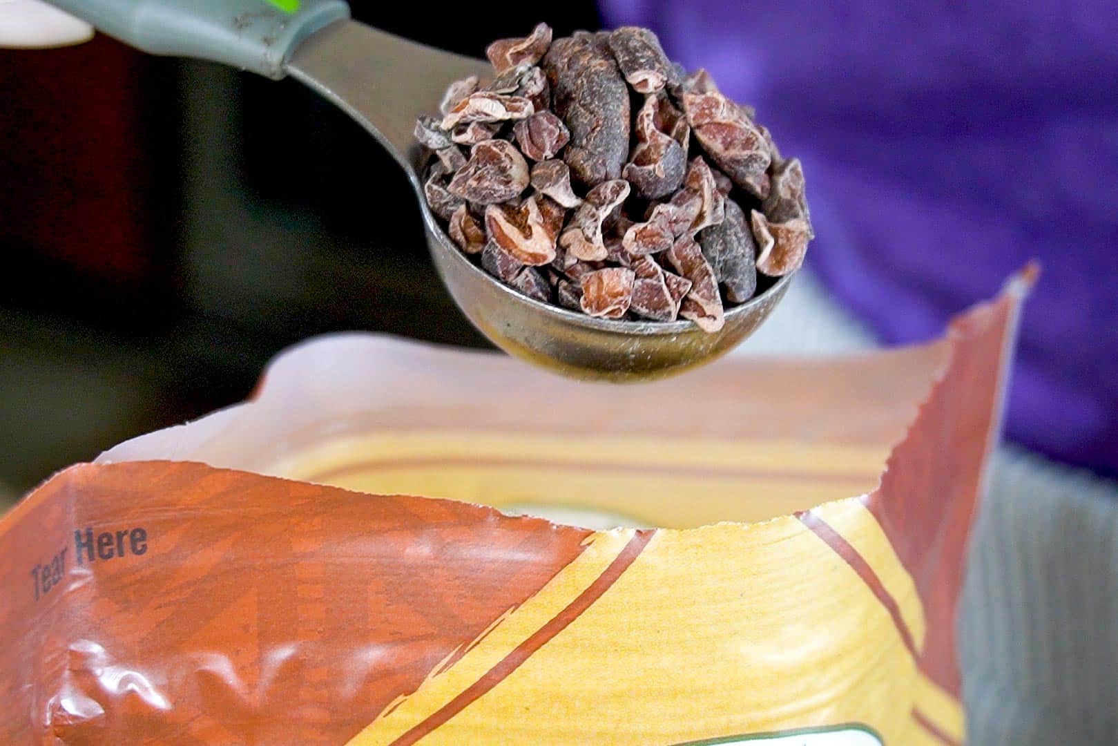 A tablespoon of cacao nibs