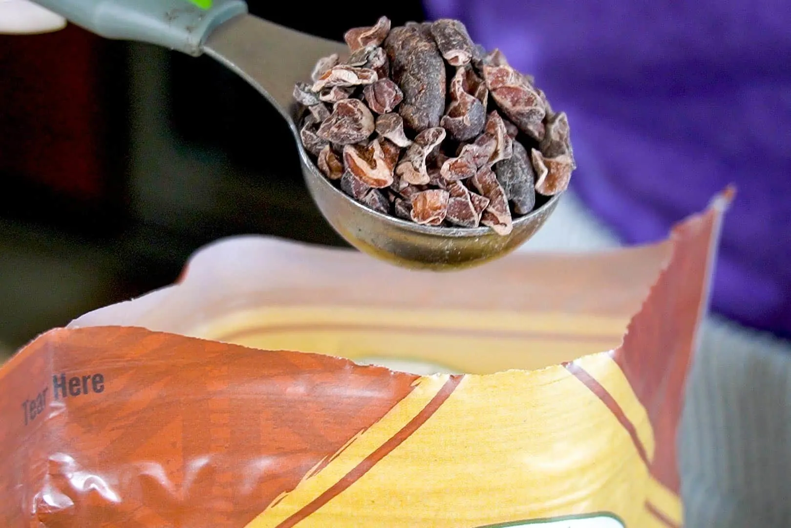 A tablespoon of cacao nibs
