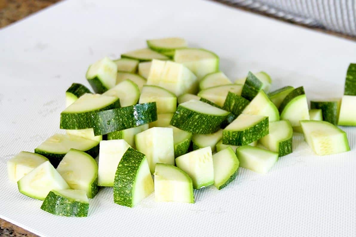 Chopped Zucchini on a plate 