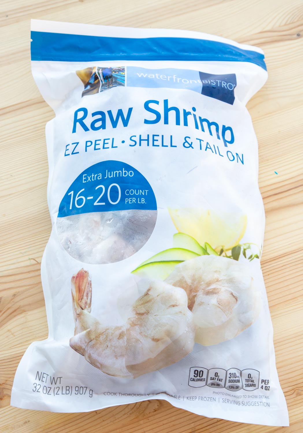 A bag of frozen shrimp