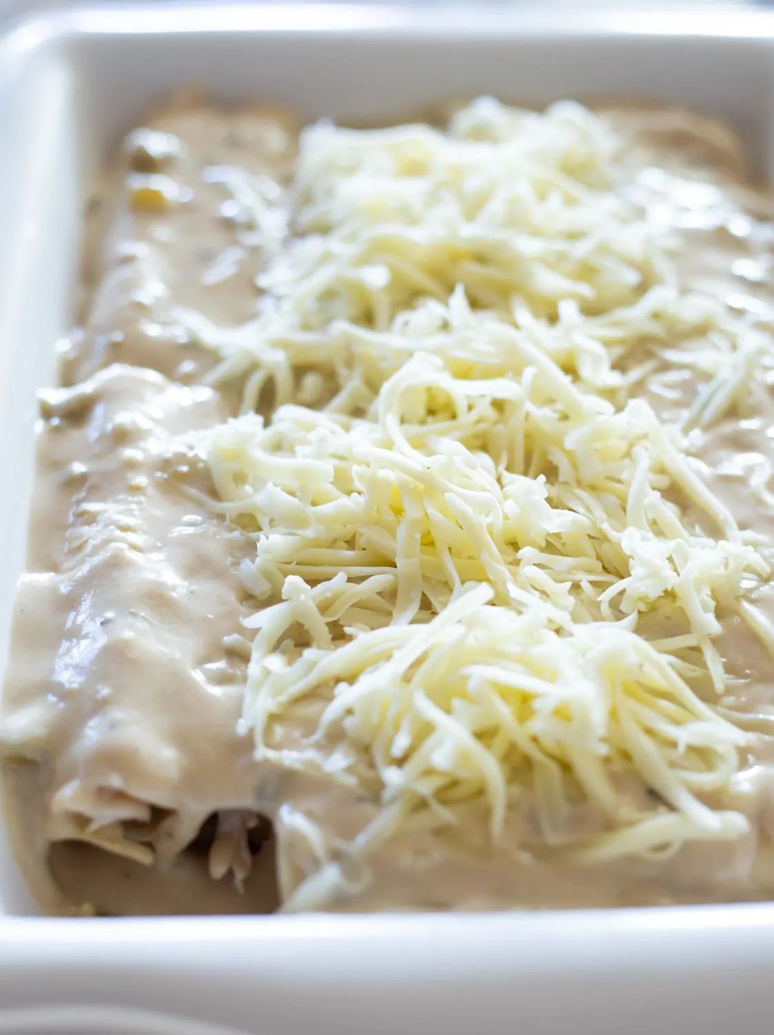 creamy white chicken enchiladas