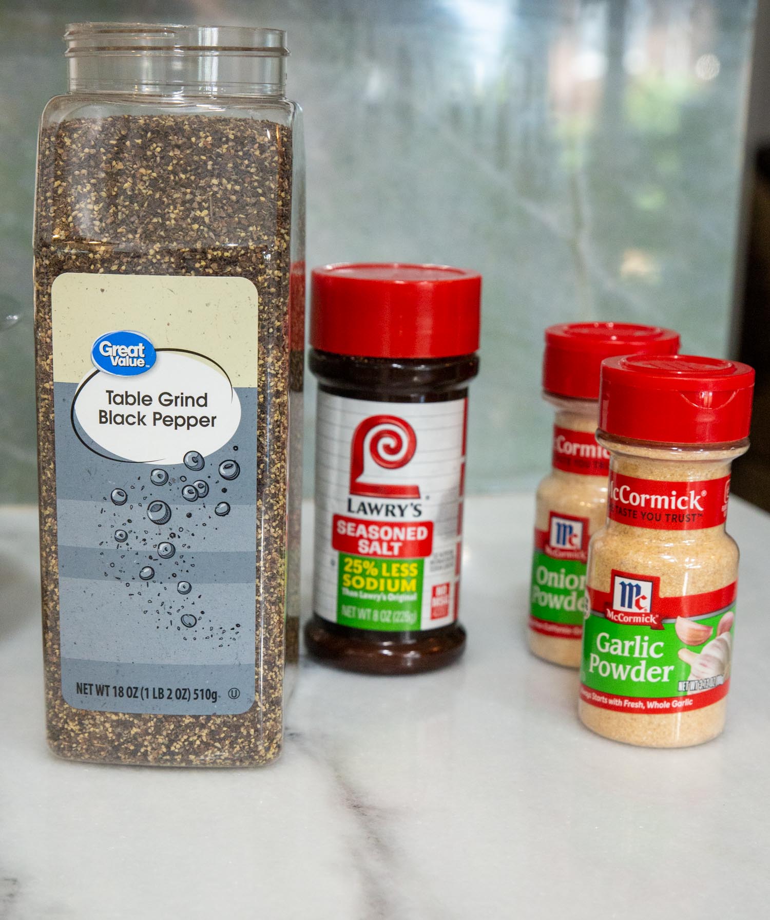 Ingredients for beef brisket rub (spices and salt)