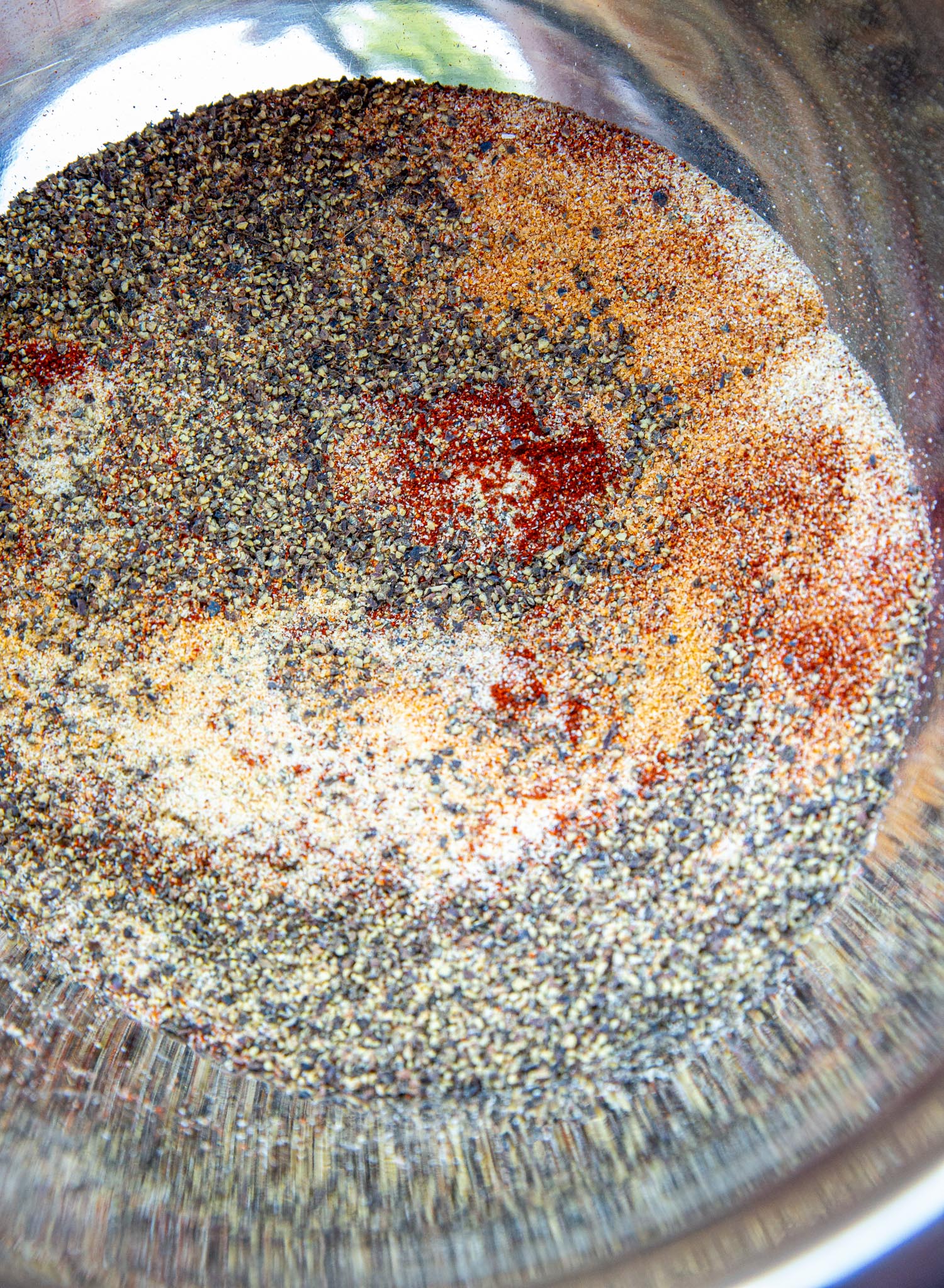 brisket rub ingredients in a bowl before mixing