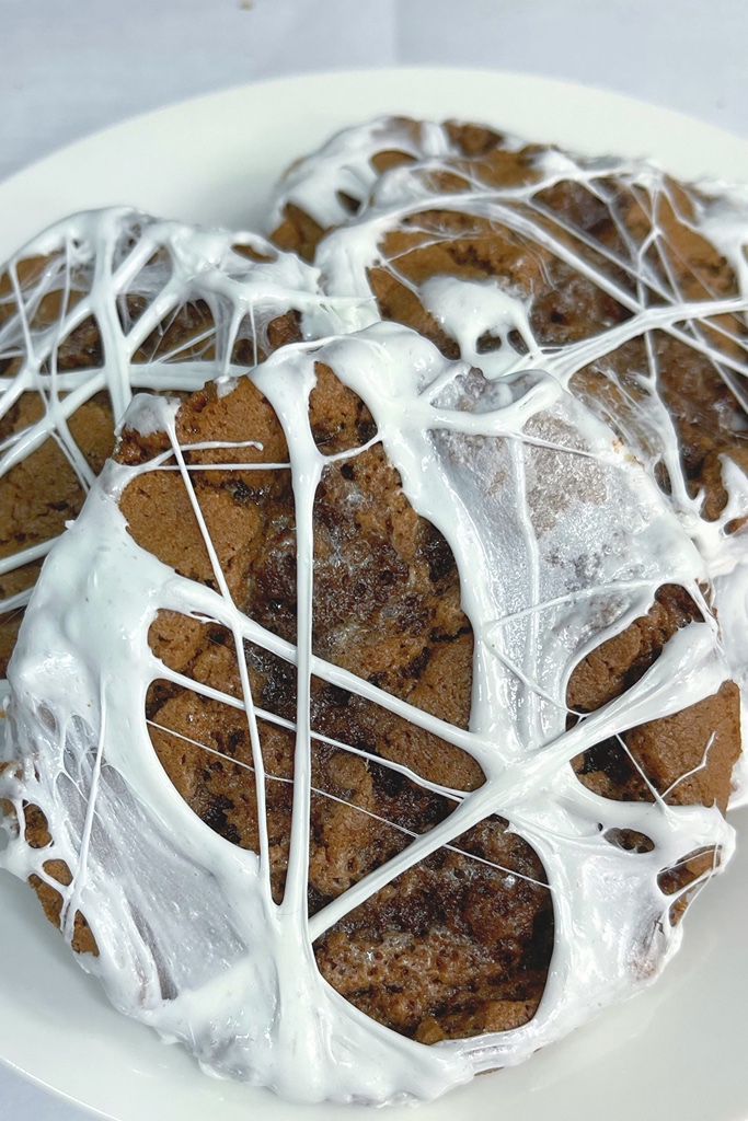 cookies with cobweb marshmallow designs