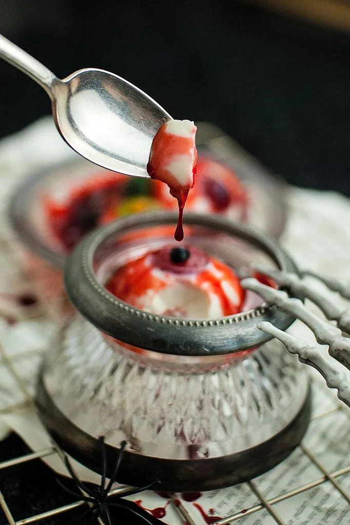 eyeball pudding with the best halloween candies