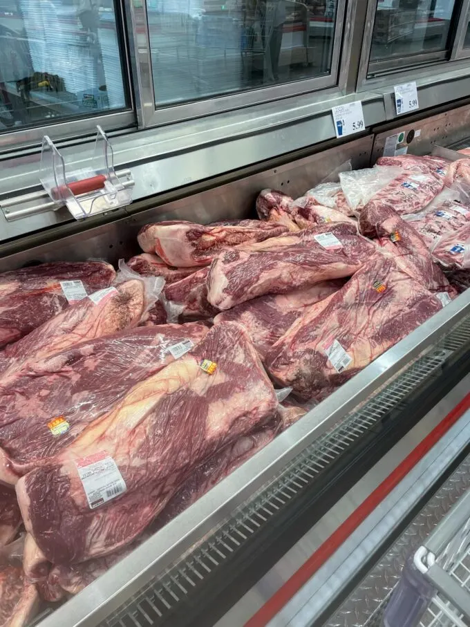 whole briskets at the grocery store