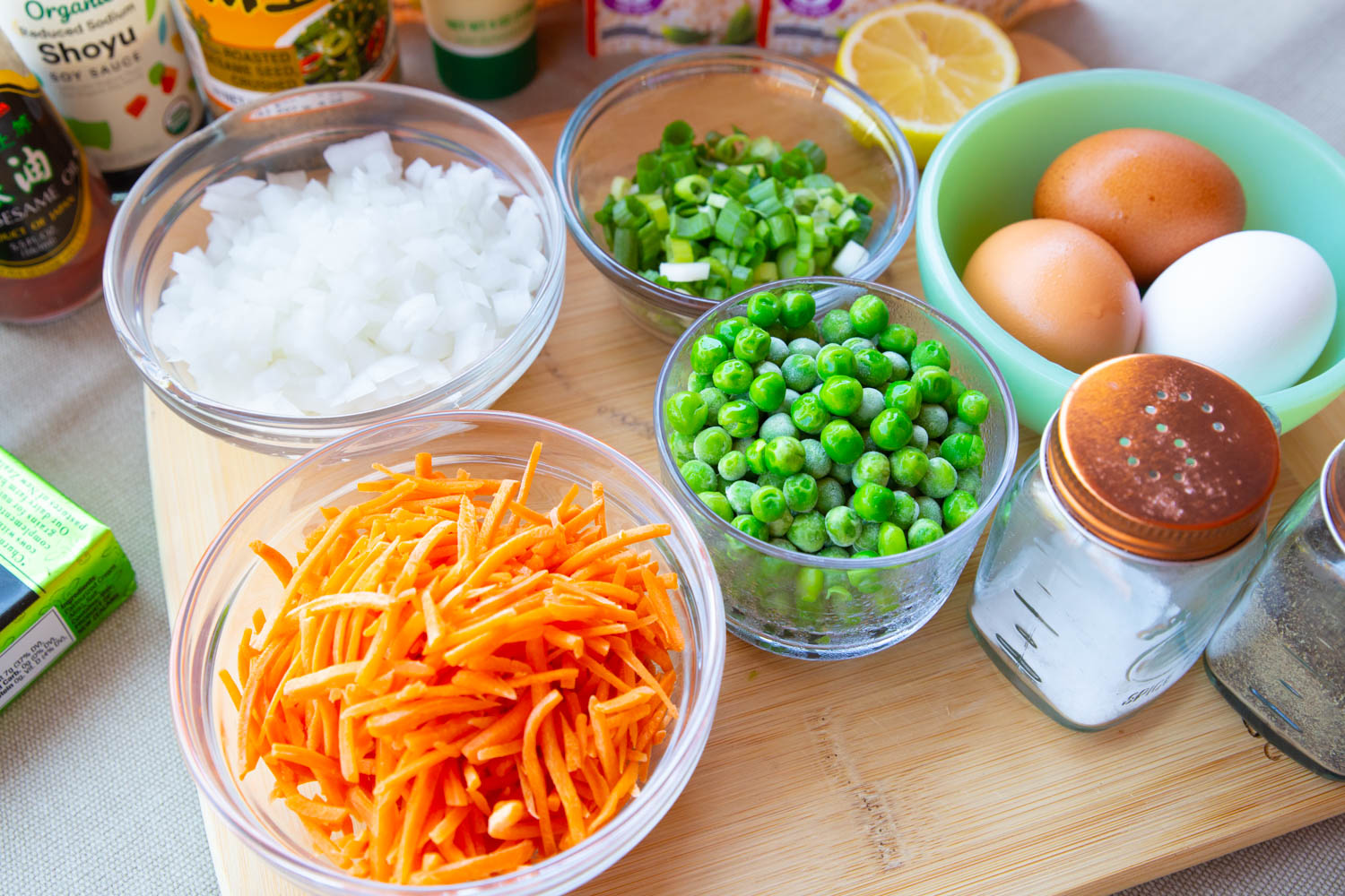 close up of ingredients for the best fried rice