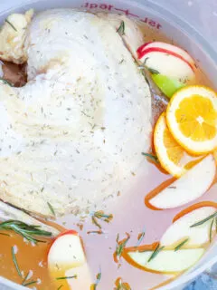 turkey in a brine of apple cider and fresh apples