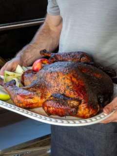 Smoked turkey on a platter
