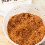 A close up of a jar of smoked ham rub from scratch