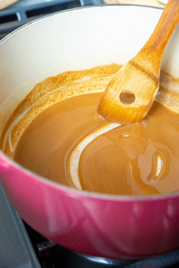 brown roux in a pot