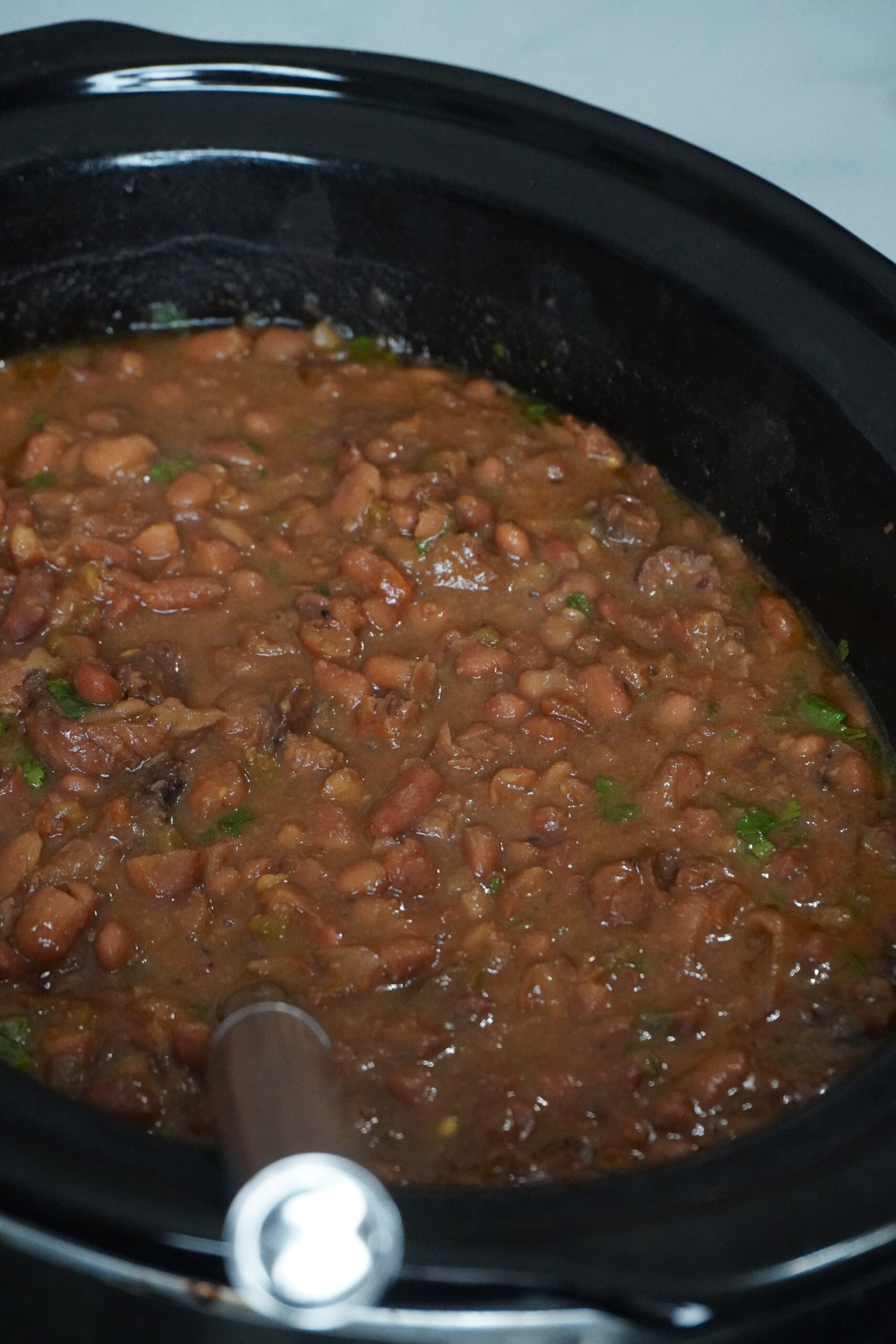 close up of brisket beans