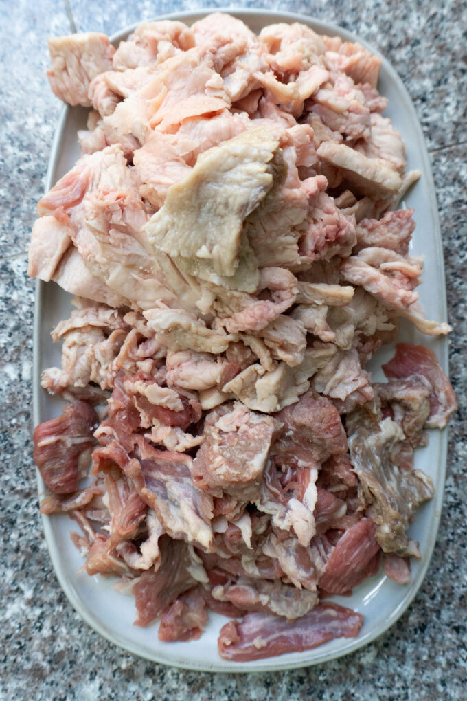A plate of the trimmings separated between fat and meat.
