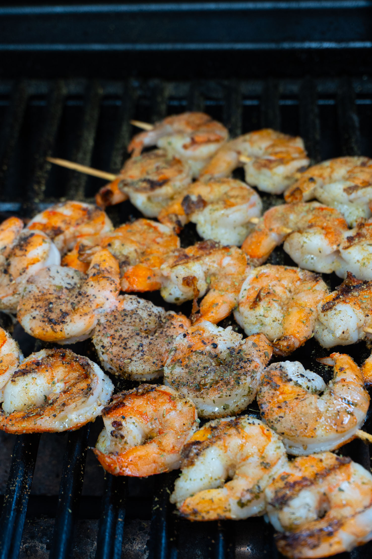 shrimp skewers on the grill