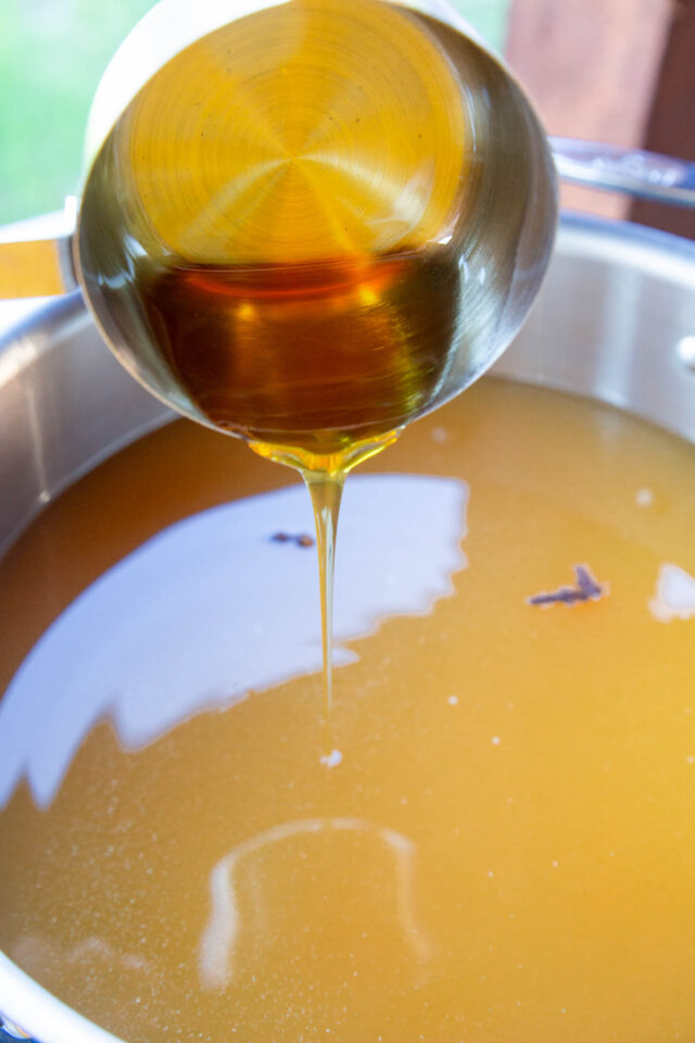Honey poured into the brine