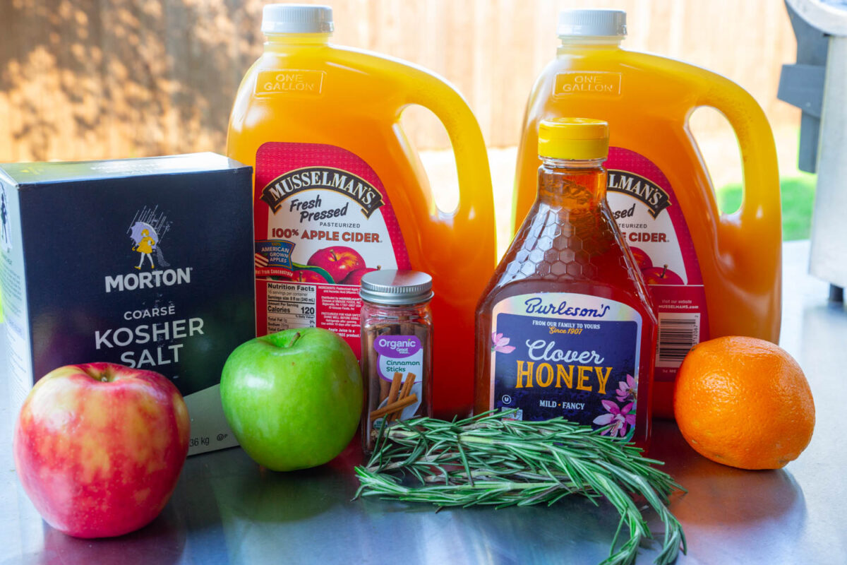 Ingredients list for the apple cider turkey brine